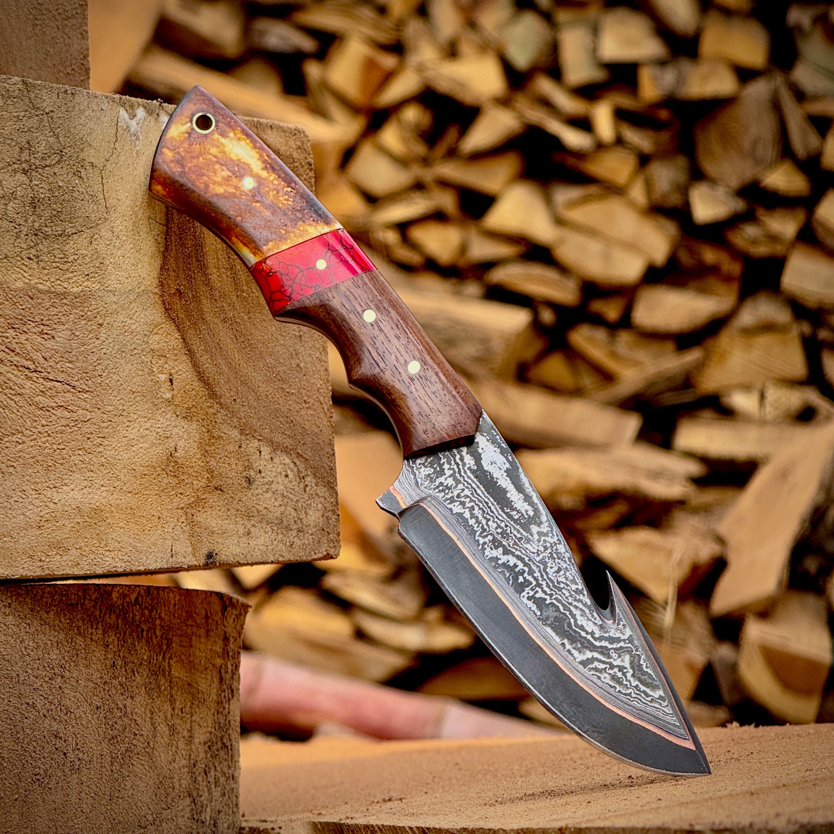 Copper Damascus Knives