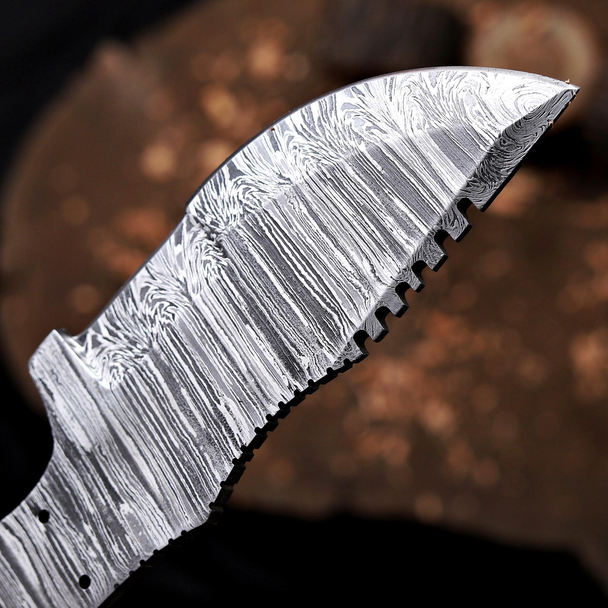 Hand Forged Damascus Steel Blank Blade Knife with Scout Carry Sheath