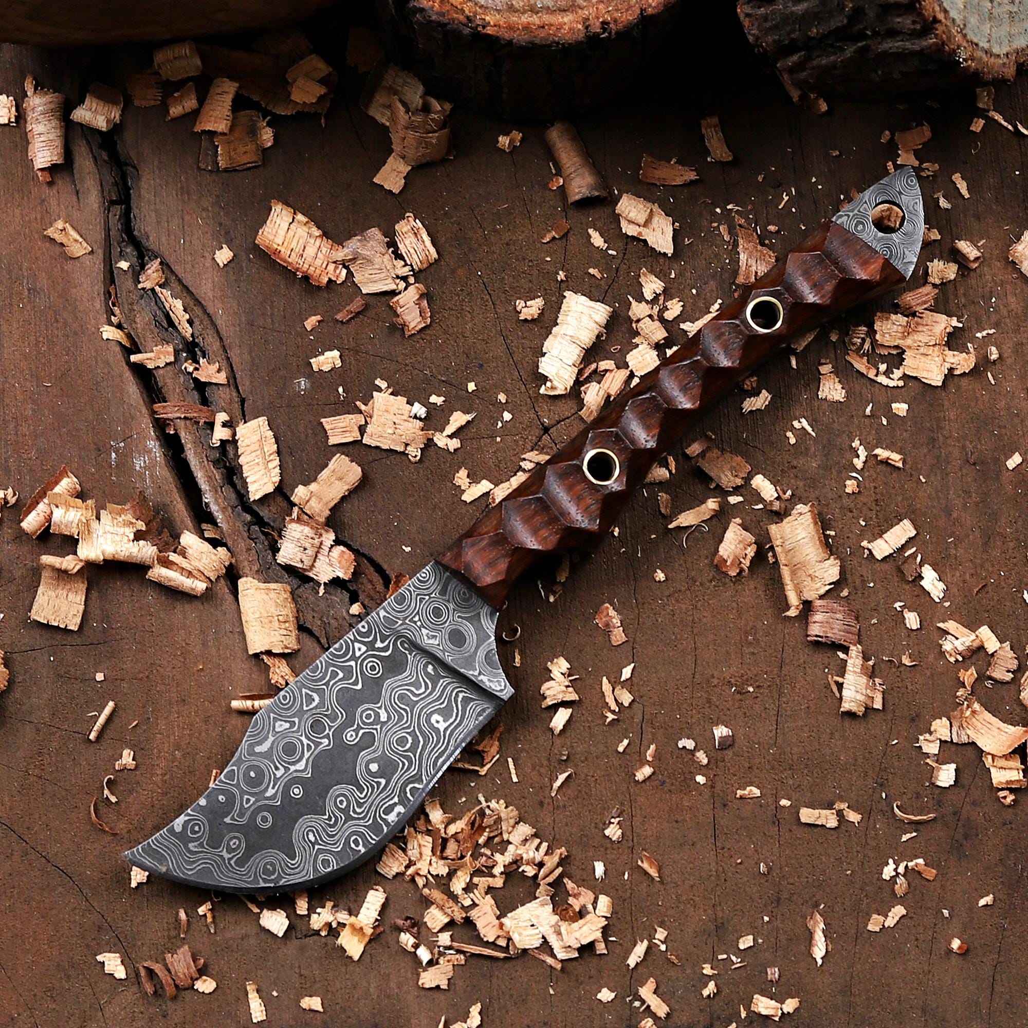 Personalized Damascus Steel EDC Fixed Blade Knife