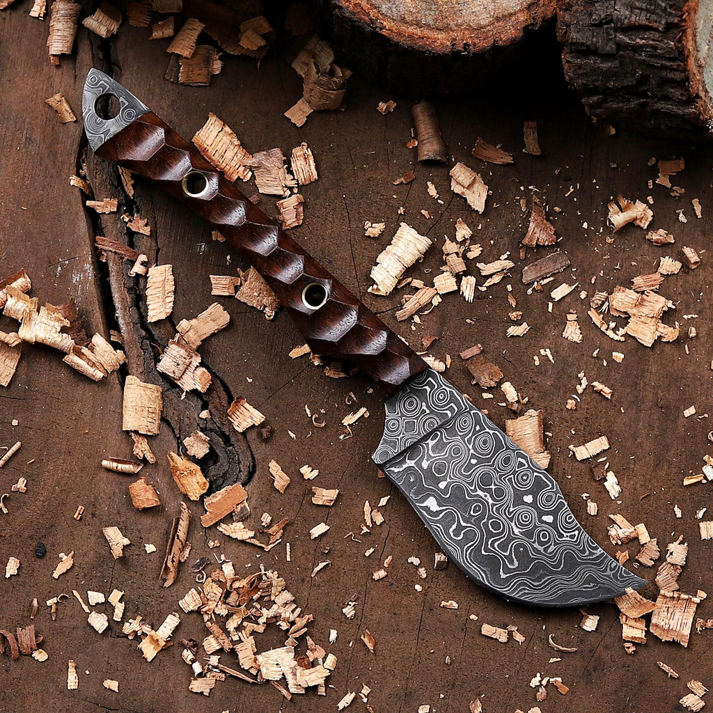 Personalized Damascus Steel EDC Fixed Blade Knife