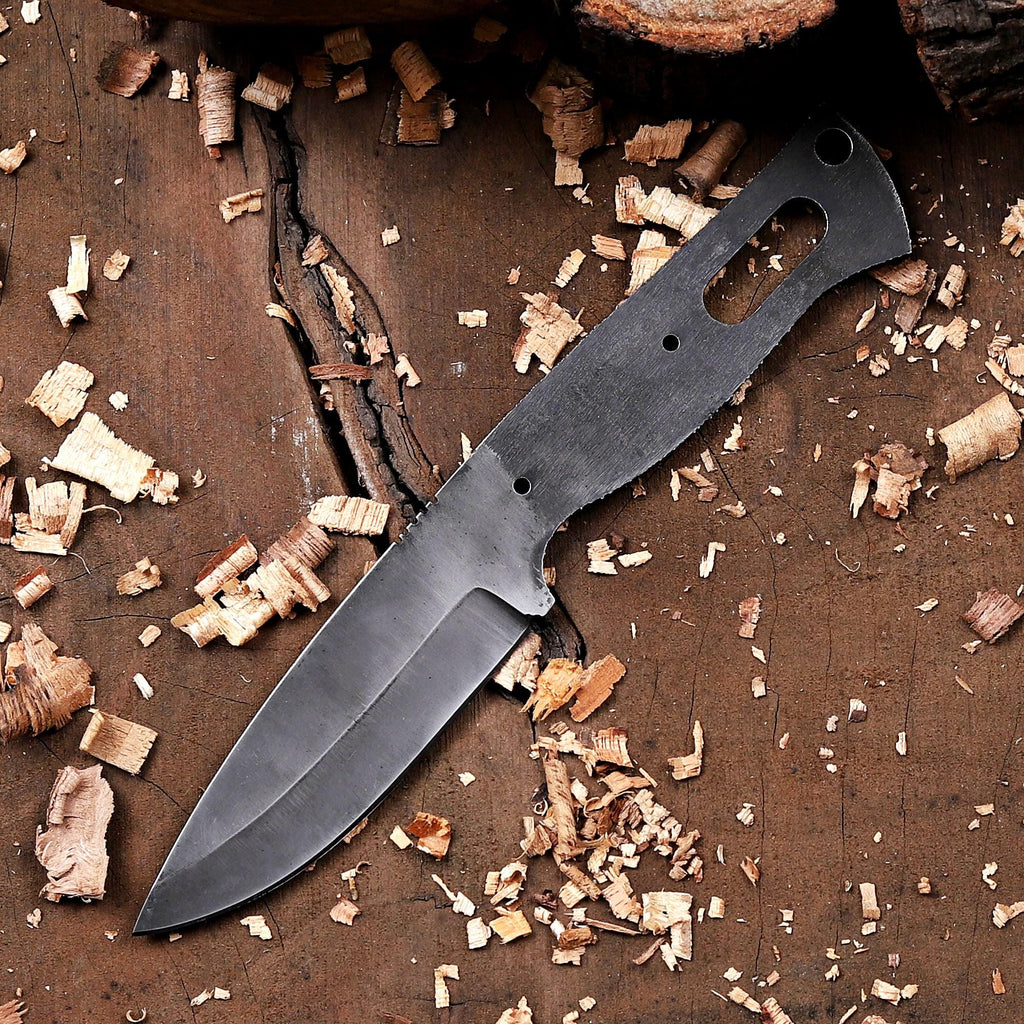 Personalized Skinner Knife Blank Blade - Full Tang Acid Washed Knife Blanks Kit - DIY Gift For Knife makers, Hunters & Outdoorsmen