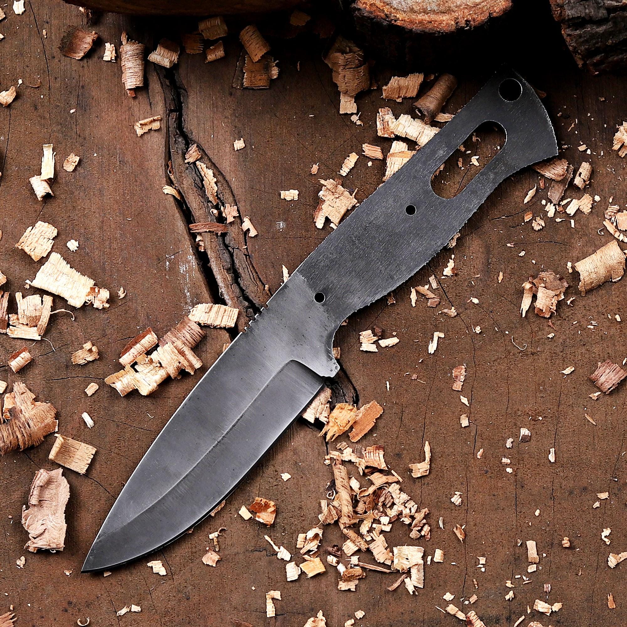 Personalized Skinner Knife Blank Blade - Full Tang Acid Washed Knife Blanks Kit - DIY Gift For Knife makers, Hunters & Outdoorsmen