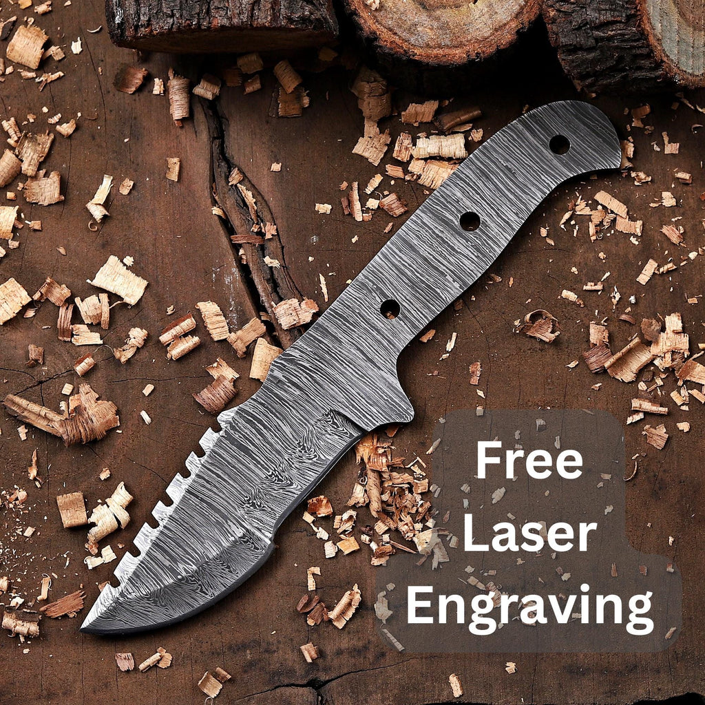 10" Hand Forged Damascus Steel Tracker Knife Blank Blade