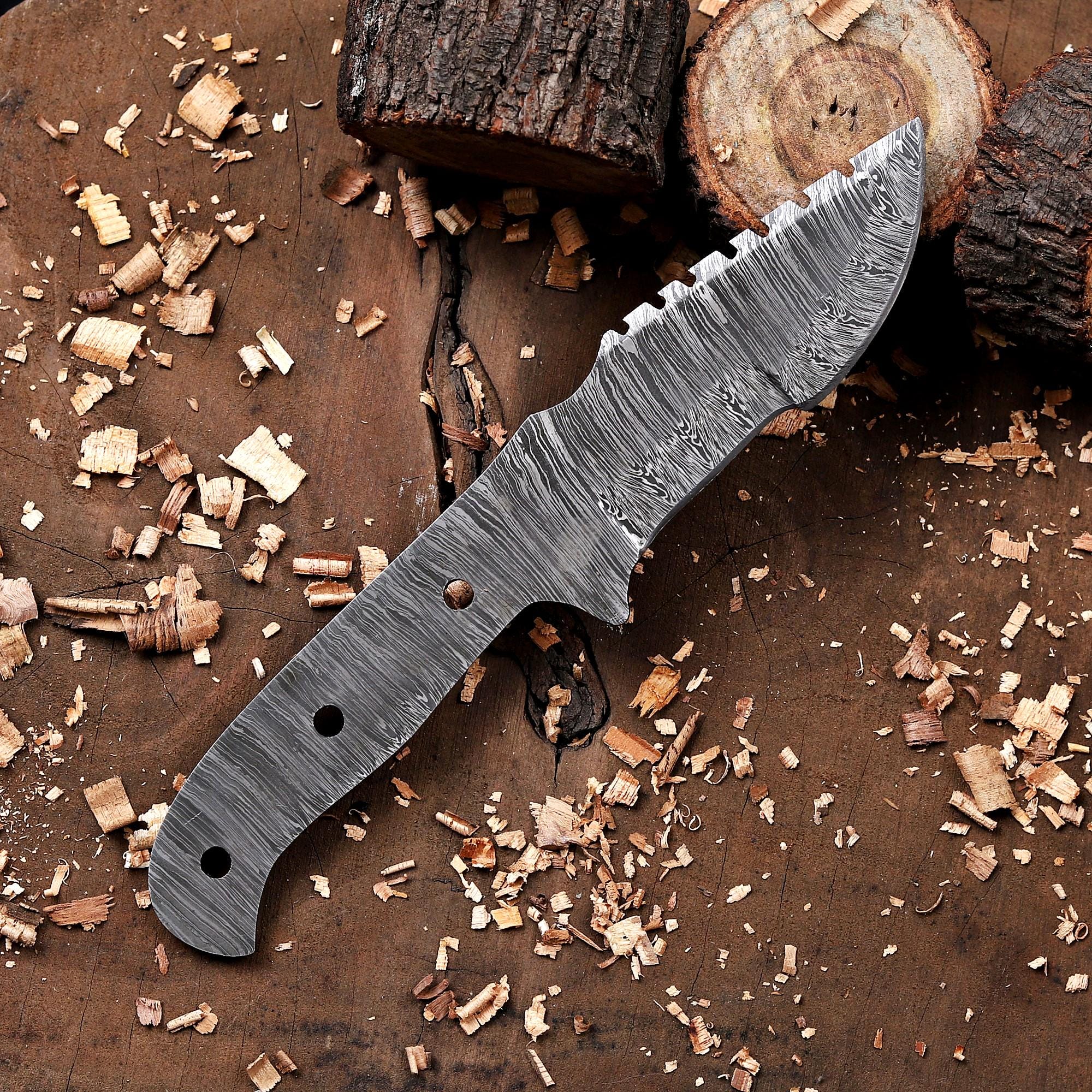 10" Hand Forged Damascus Steel Tracker Knife Blank Blade