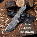 Hand Forged Damascus Steel Blank Blade Knife with Scout Carry Sheath