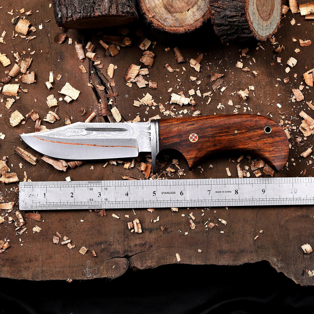 Handmade Copper Damascus Hunting Knife