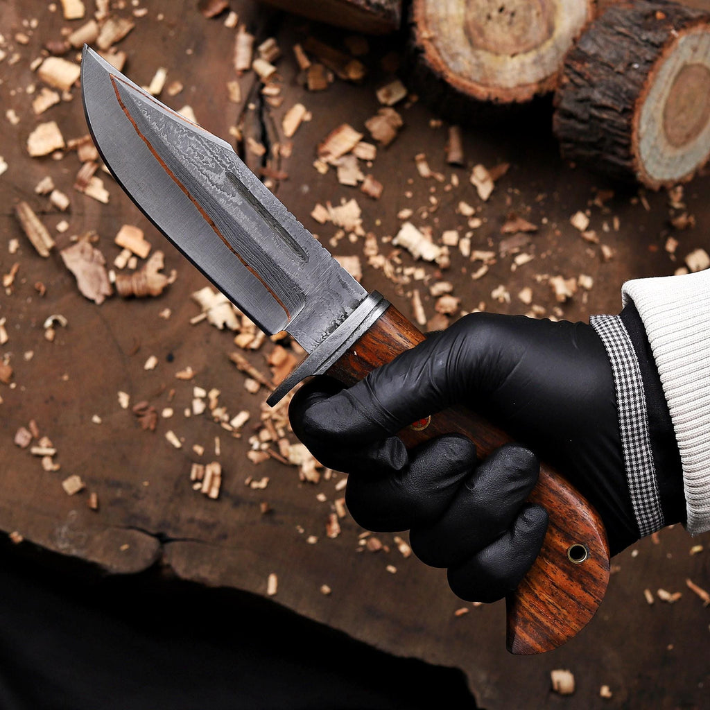 Handmade Copper Damascus Hunting Knife