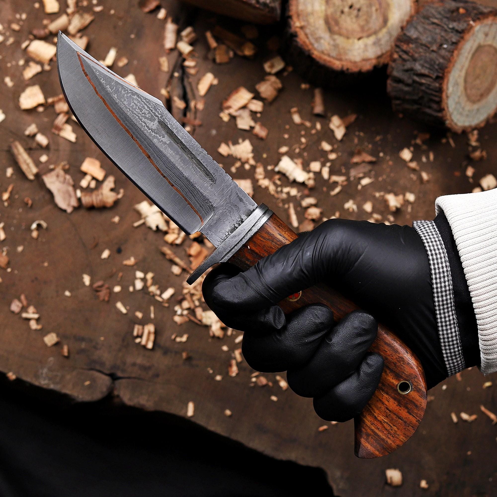 Handmade Copper Damascus Hunting Knife