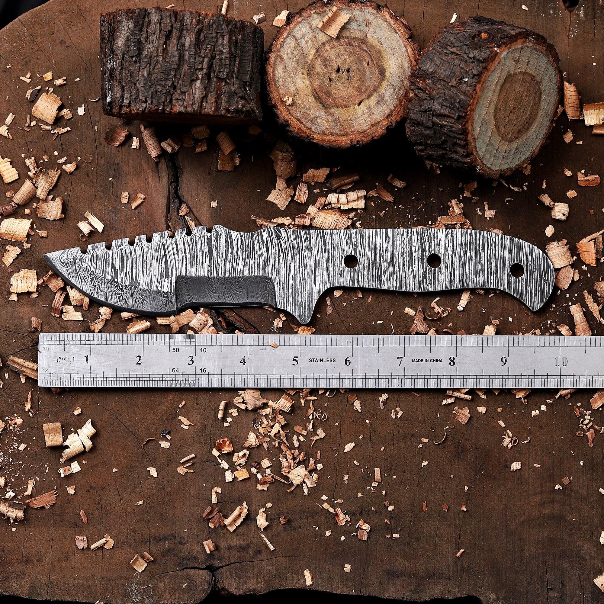10" Hand Forged Damascus Steel Tracker Knife Blank Blade