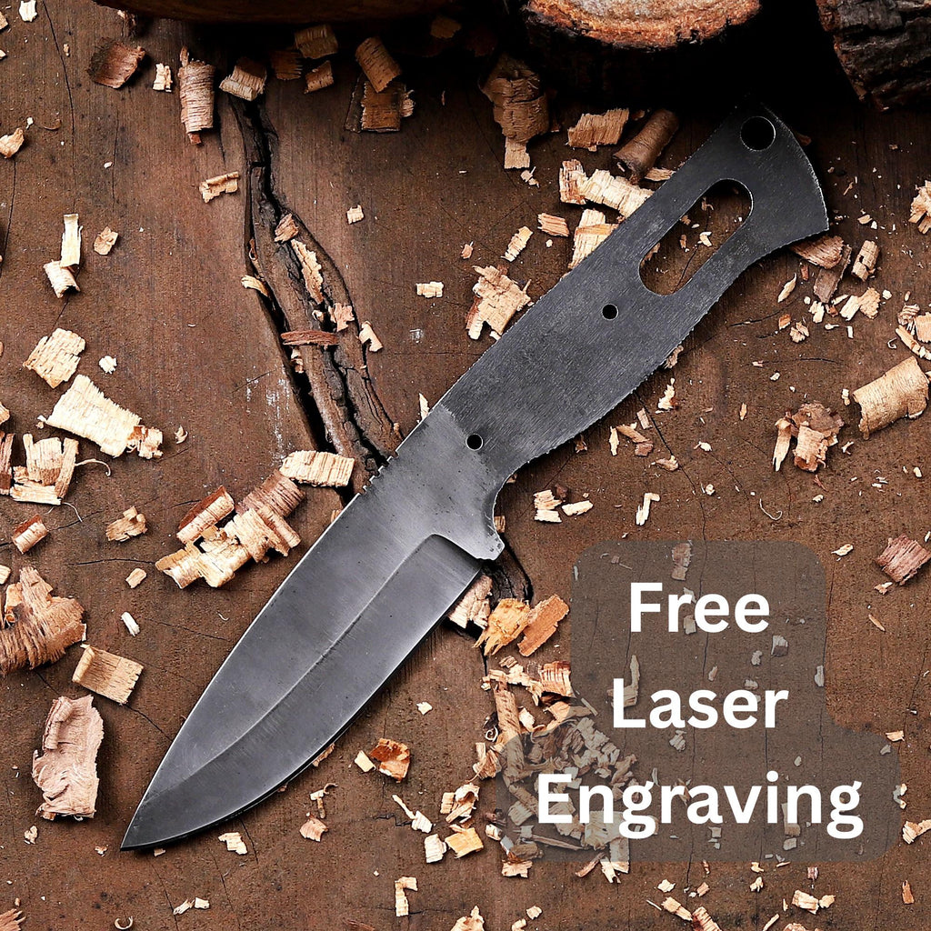 Personalized Skinner Knife Blank Blade - Full Tang Acid Washed Knife Blanks Kit - DIY Gift For Knife makers, Hunters & Outdoorsmen