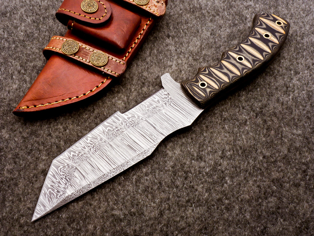 Damascus Steel Tanto Fixed Blade Hunting Knife