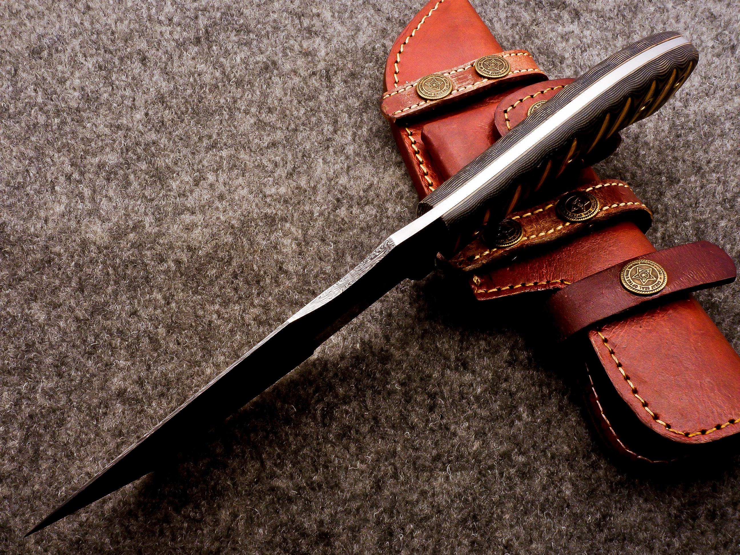 Damascus Steel Tanto Fixed Blade Hunting Knife