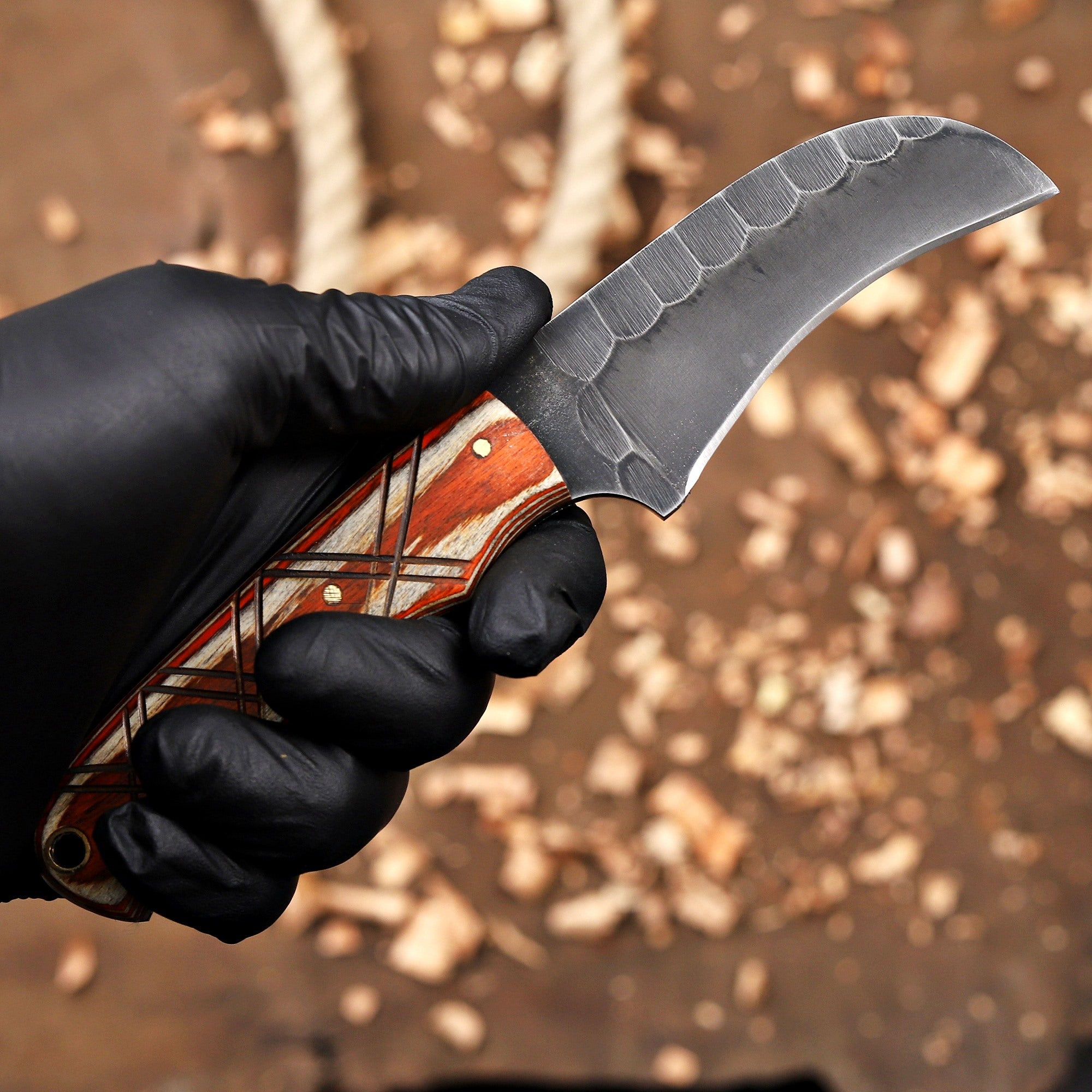 Personalized EDC Hawkbill Knife with Sheath – Custom Fixed Blade Knives Gift for Men, Laser Engraved Gifts for Groomsmen, Husband, Father