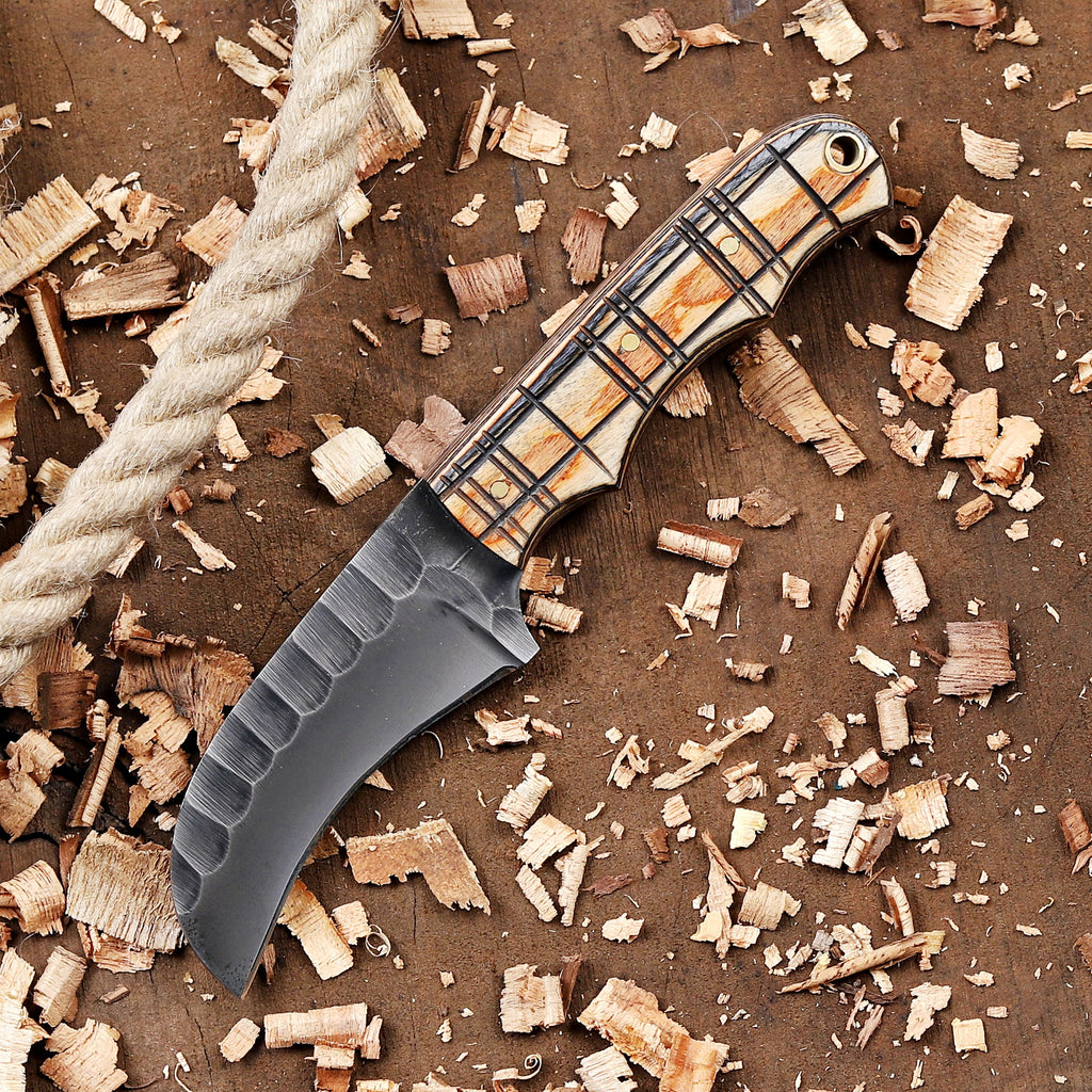 Personalized EDC Hawkbill Knife with Sheath – Custom Fixed Blade Knives Gift for Men, Laser Engraved Gifts for Groomsmen, Husband, Father