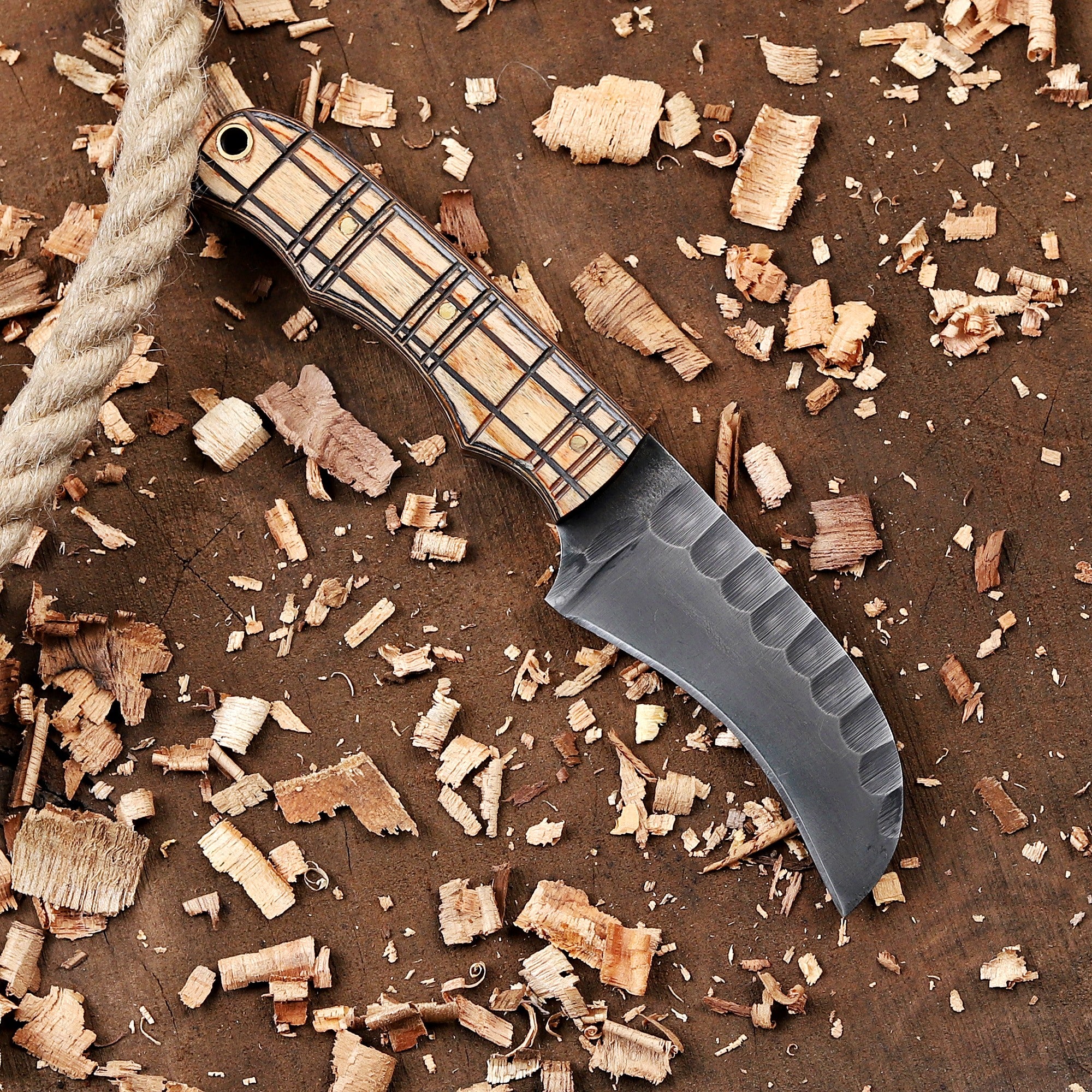 Personalized EDC Hawkbill Knife with Sheath – Custom Fixed Blade Knives Gift for Men, Laser Engraved Gifts for Groomsmen, Husband, Father