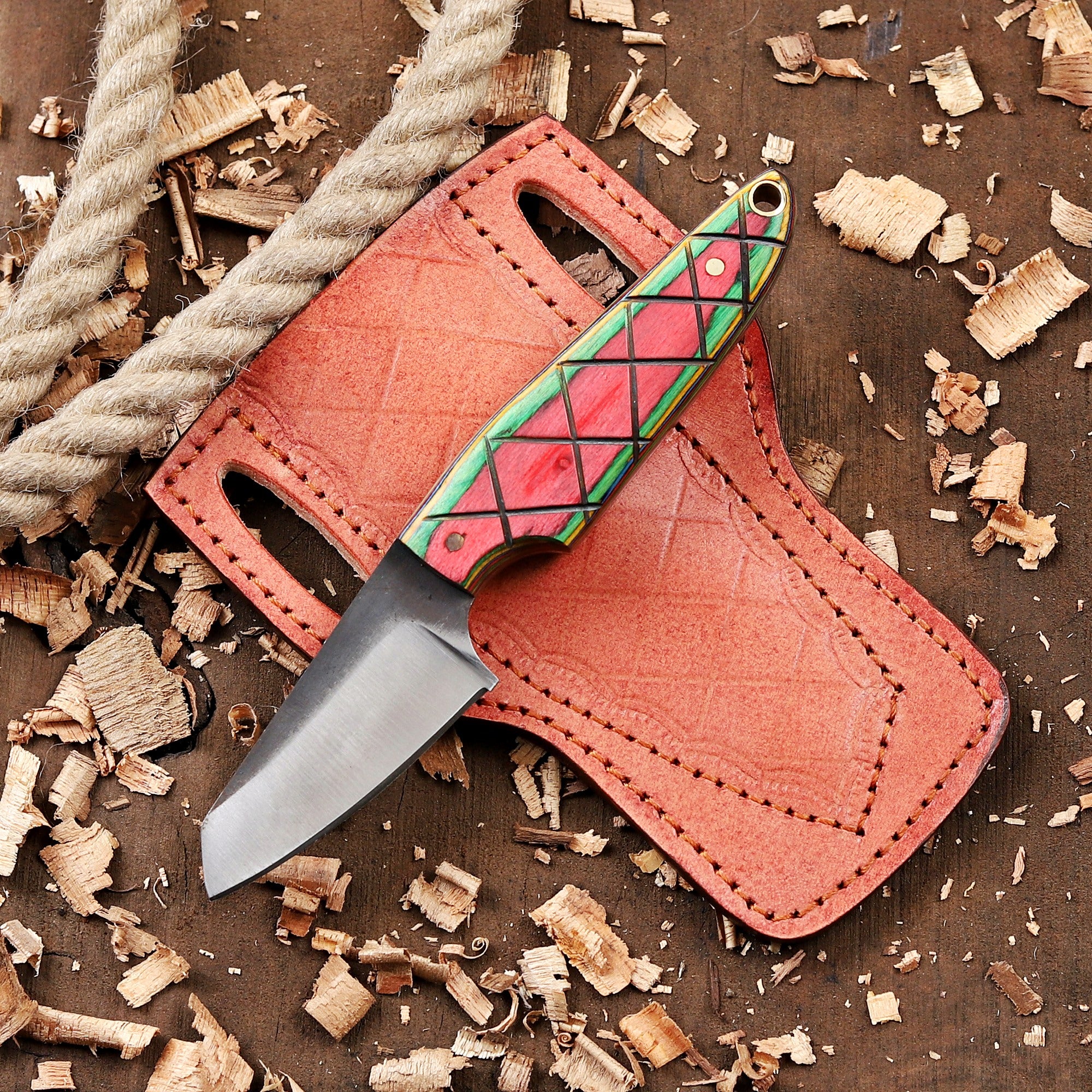 EDC Fixed Blade Knife with Cross Body Sheath