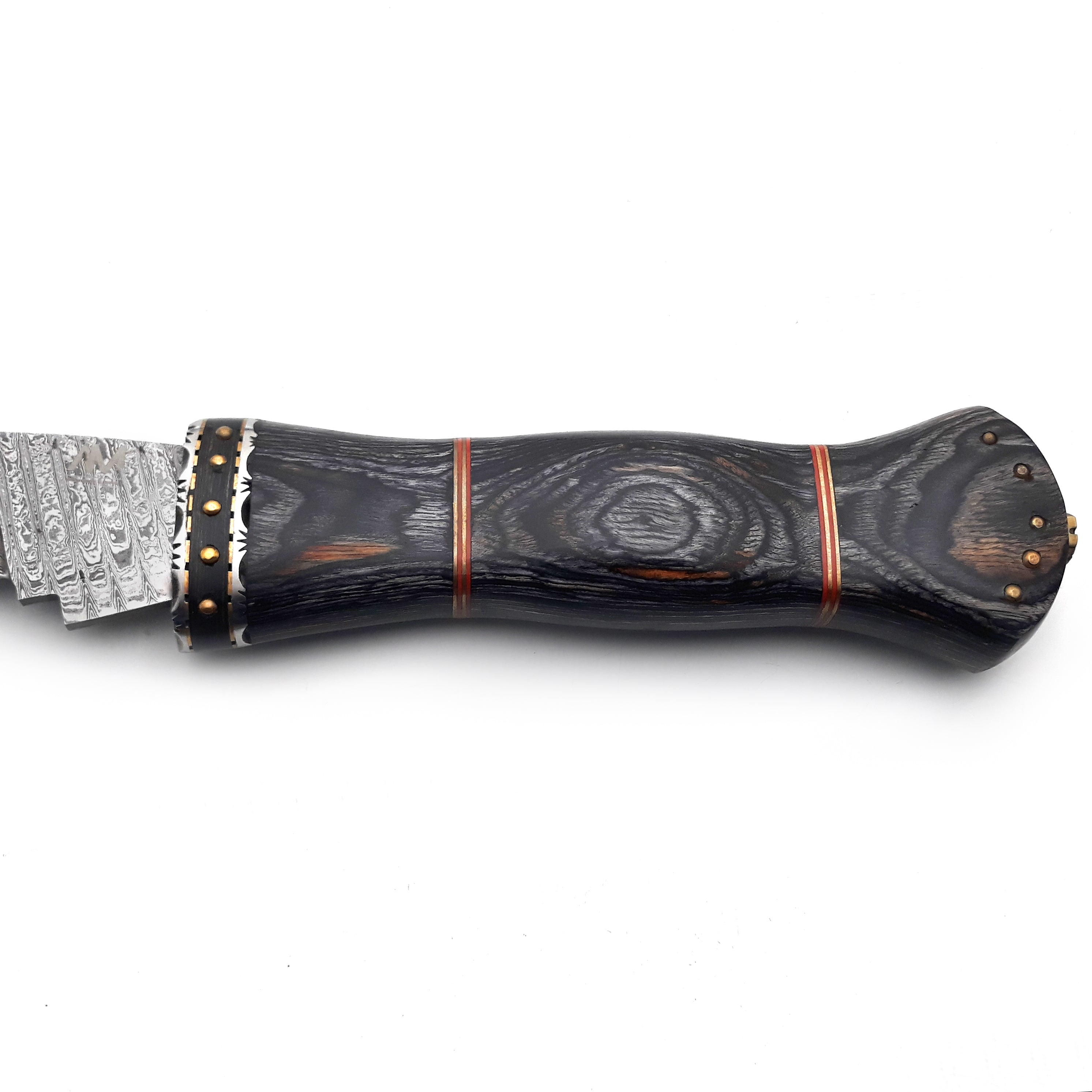 Handmade Damascus Kukri Knife with Leather Sheath