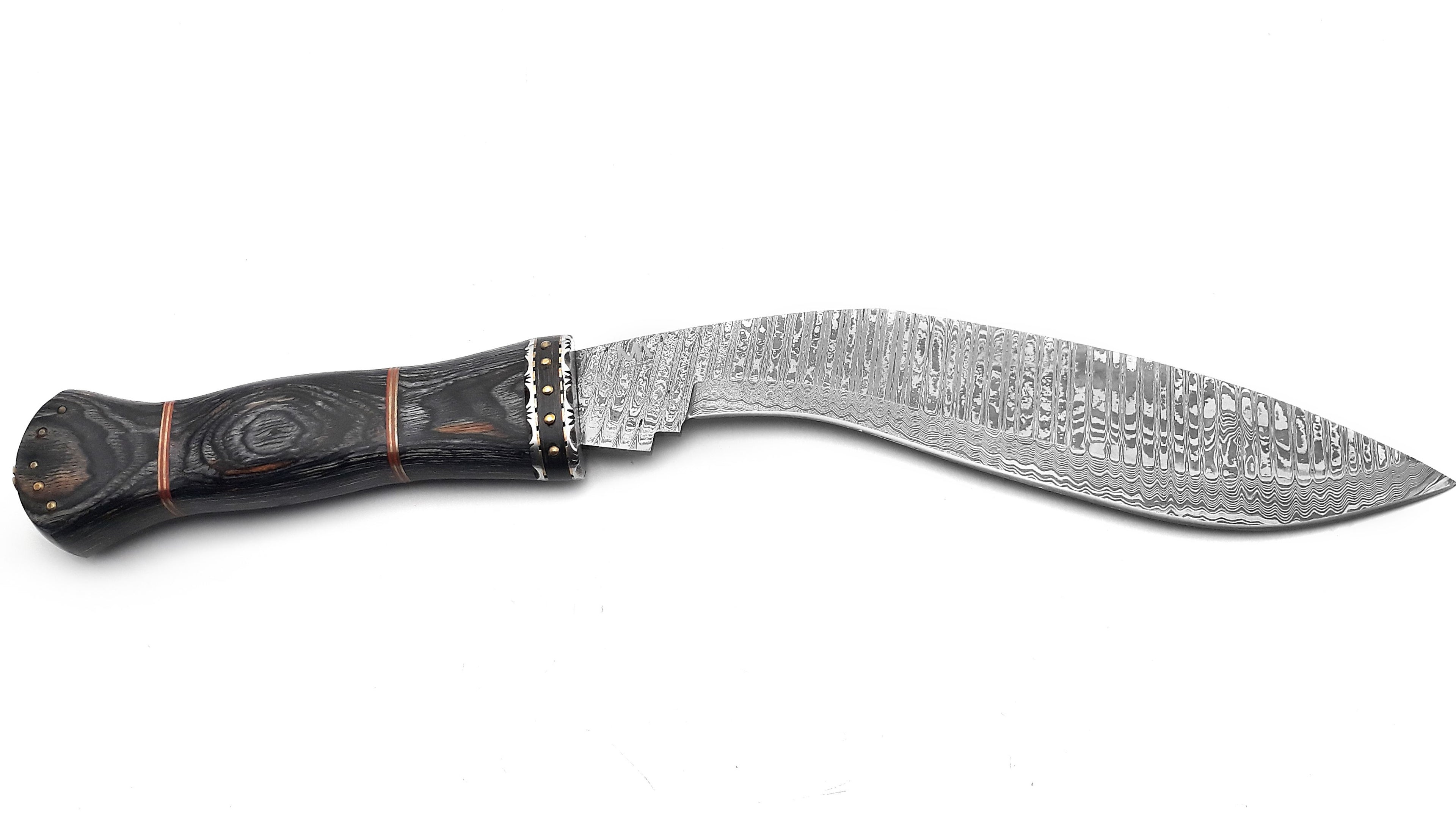 Handmade Damascus Kukri Knife with Leather Sheath