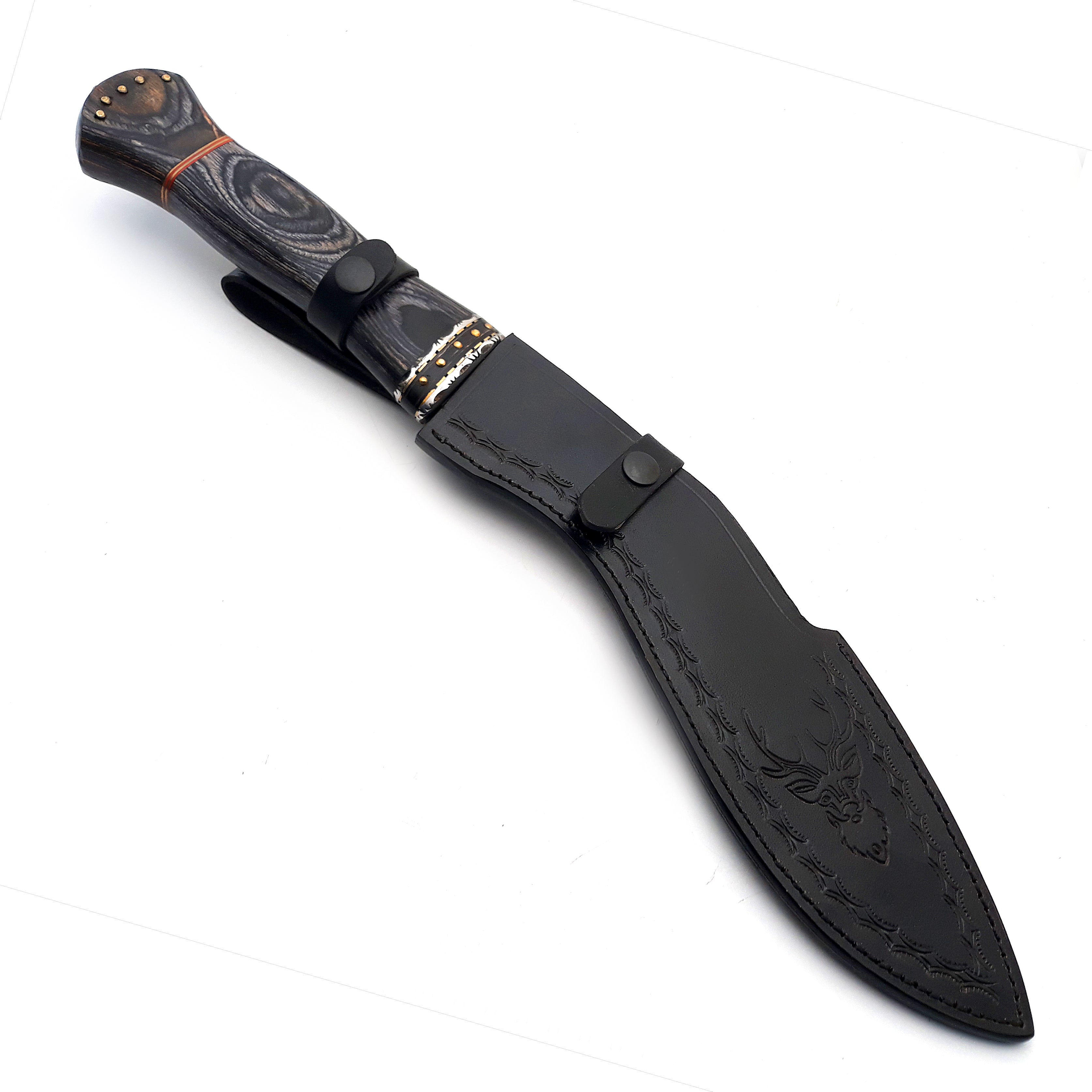Handmade Damascus Kukri Knife with Leather Sheath