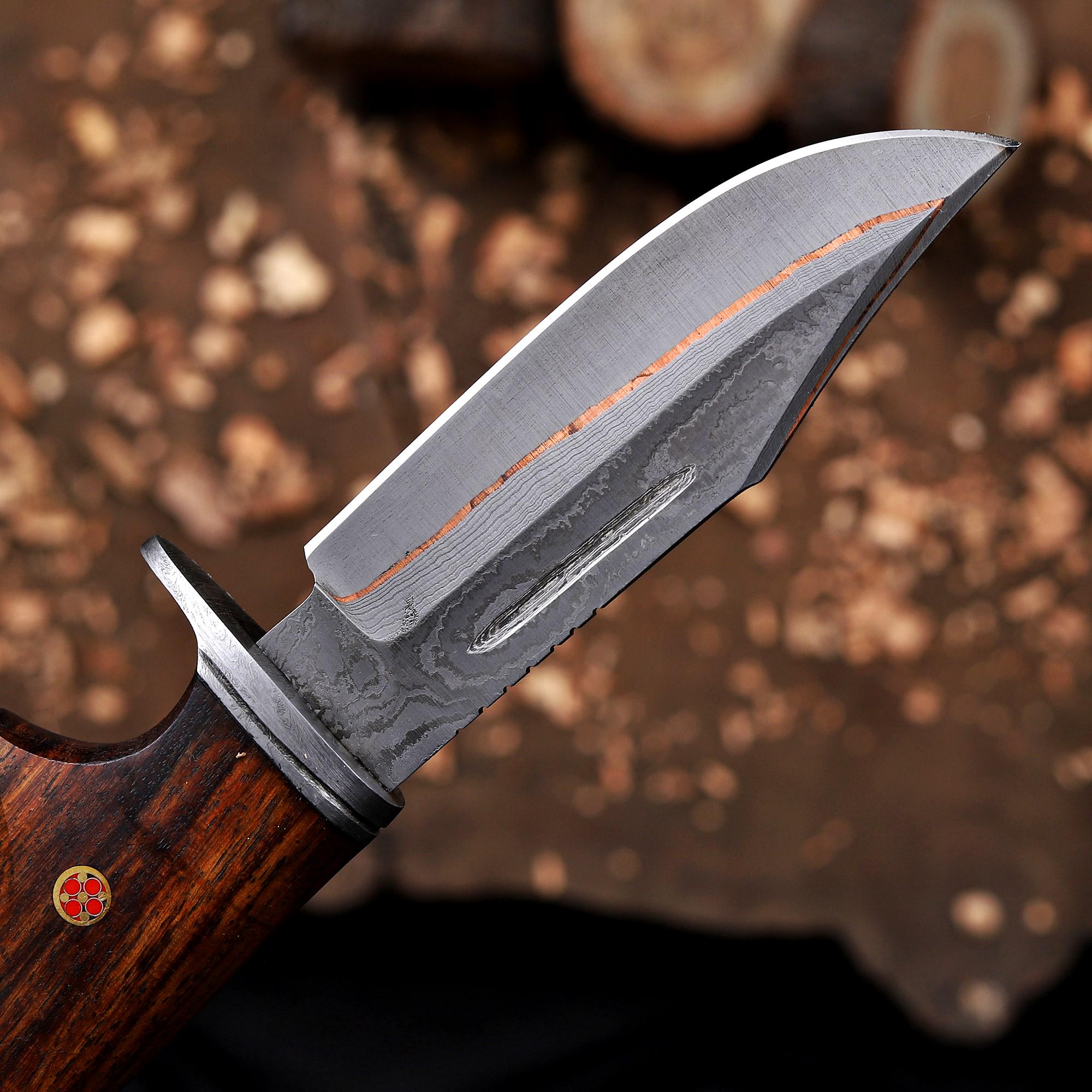 Handmade Copper Damascus Hunting Knife