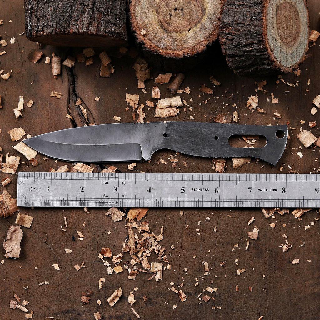 Personalized Skinner Knife Blank Blade - Full Tang Acid Washed Knife Blanks Kit - DIY Gift For Knife makers, Hunters & Outdoorsmen