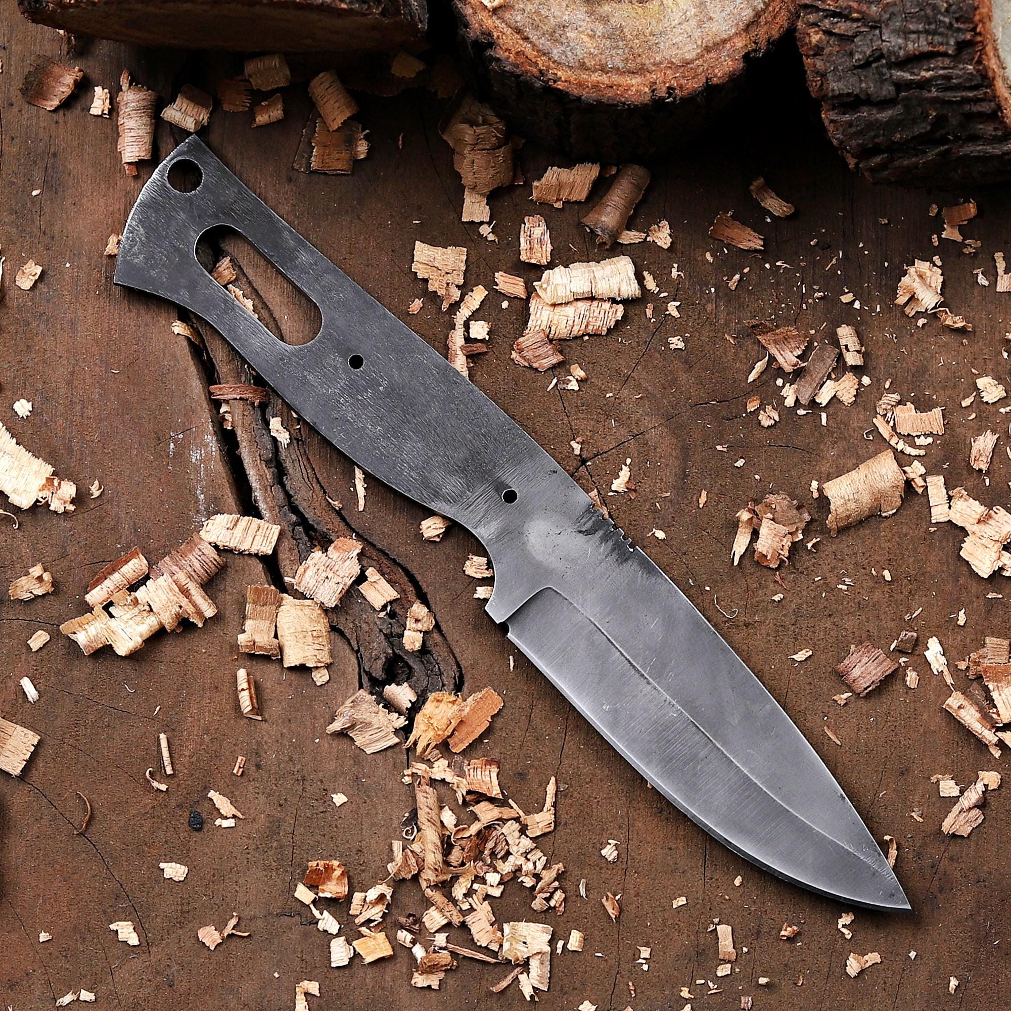 Personalized Skinner Knife Blank Blade - Full Tang Acid Washed Knife Blanks Kit - DIY Gift For Knife makers, Hunters & Outdoorsmen