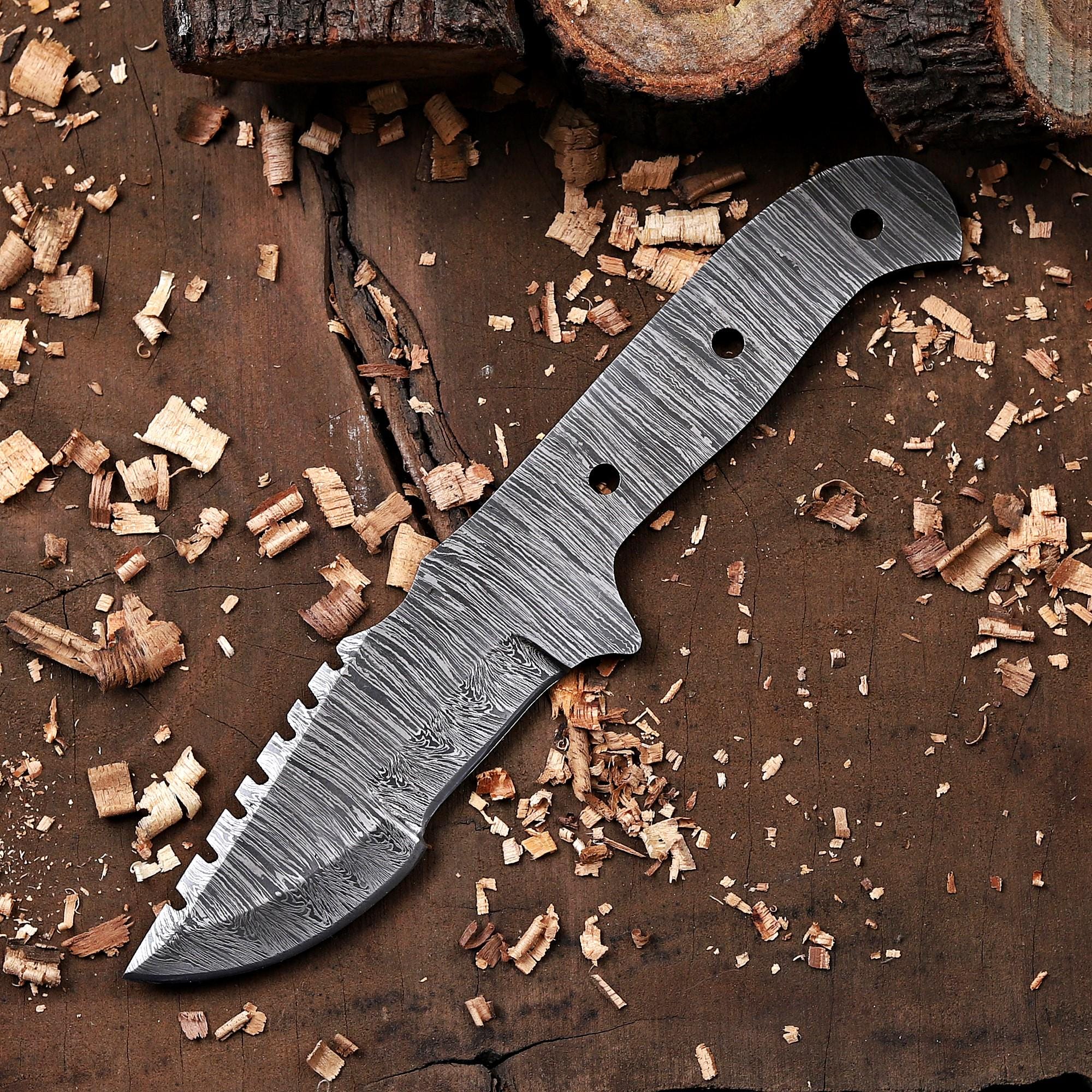 10" Hand Forged Damascus Steel Tracker Knife Blank Blade