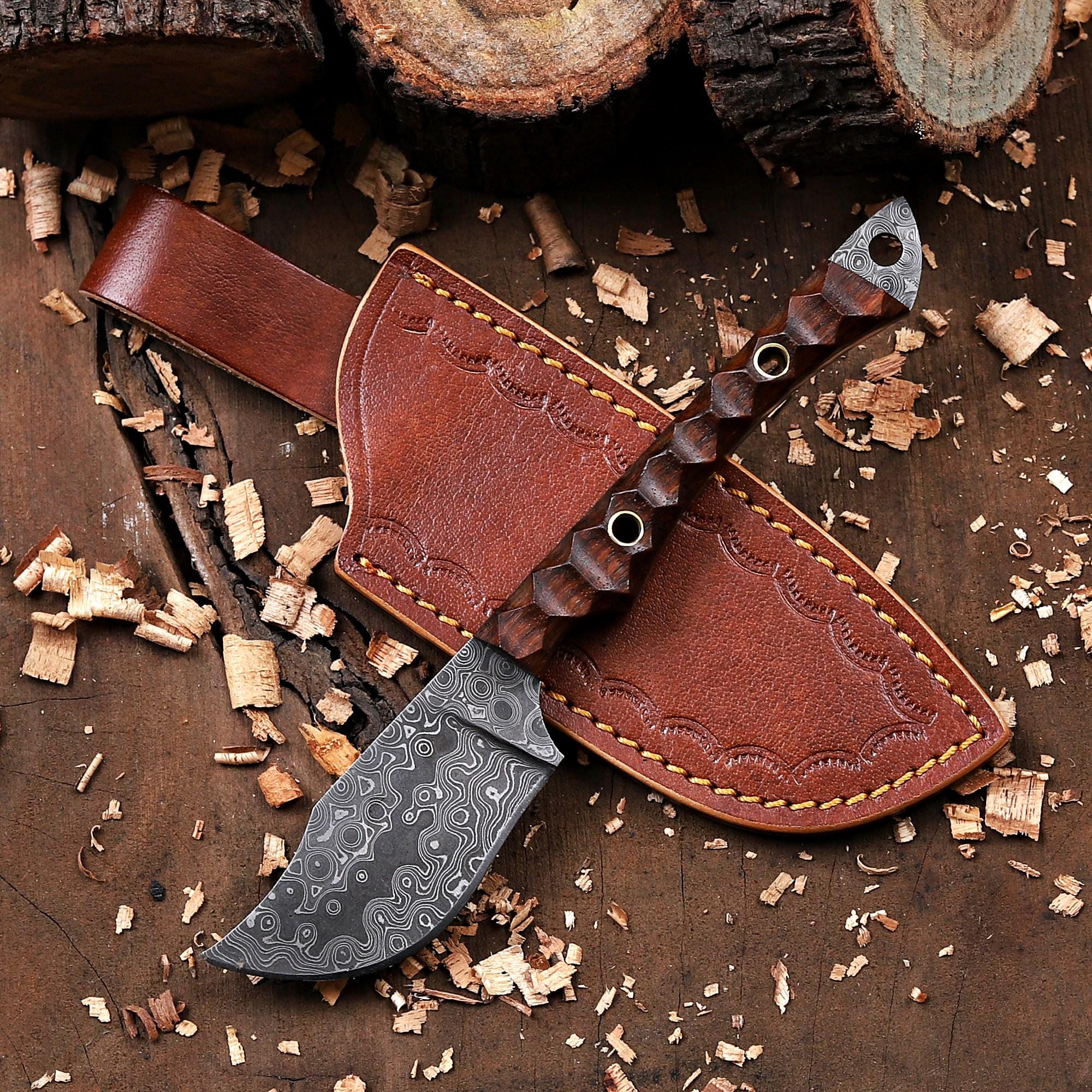 Personalized Damascus Steel EDC Fixed Blade Knife