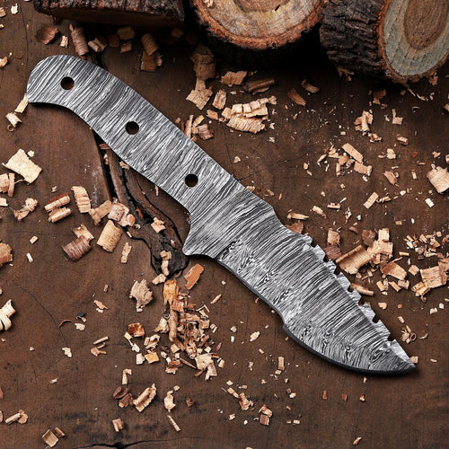 10" Hand Forged Damascus Steel Tracker Knife Blank Blade