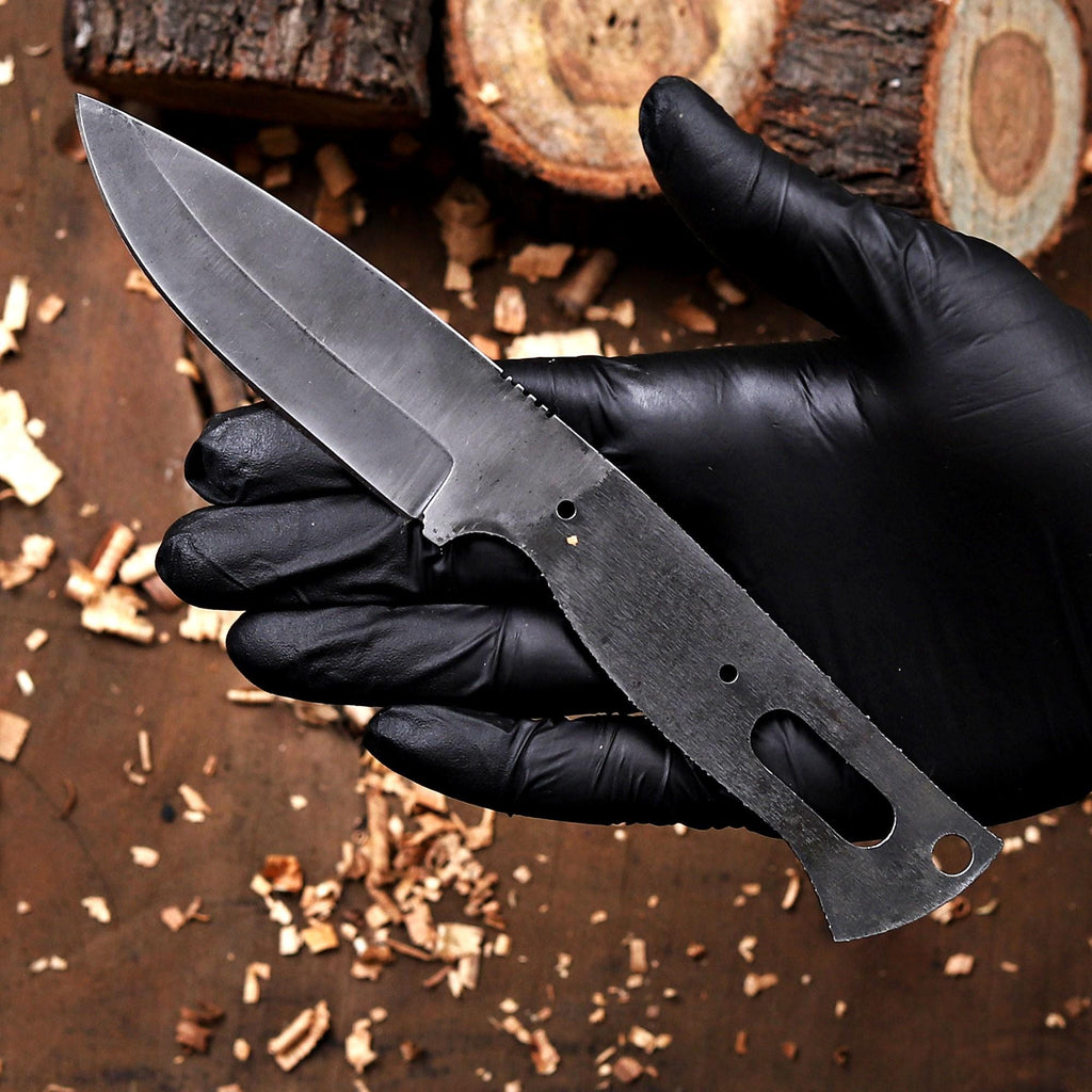 Personalized Skinner Knife Blank Blade - Full Tang Acid Washed Knife Blanks Kit - DIY Gift For Knife makers, Hunters & Outdoorsmen