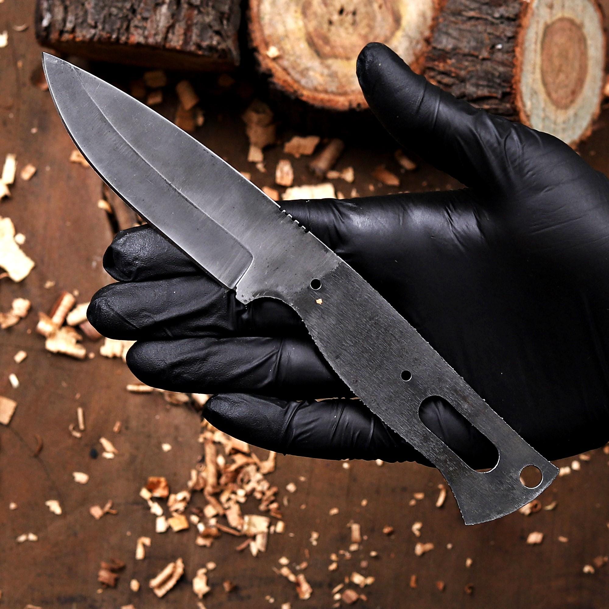 Personalized Skinner Knife Blank Blade - Full Tang Acid Washed Knife Blanks Kit - DIY Gift For Knife makers, Hunters & Outdoorsmen