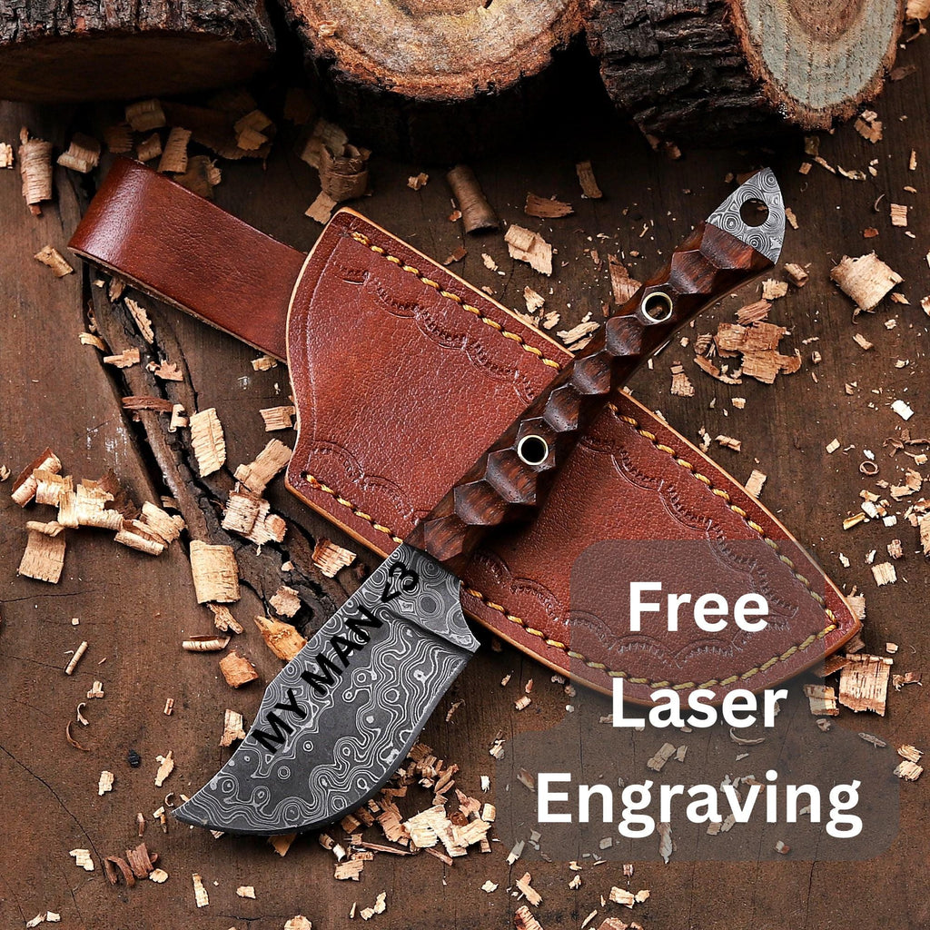 Personalized Damascus Steel EDC Fixed Blade Knife