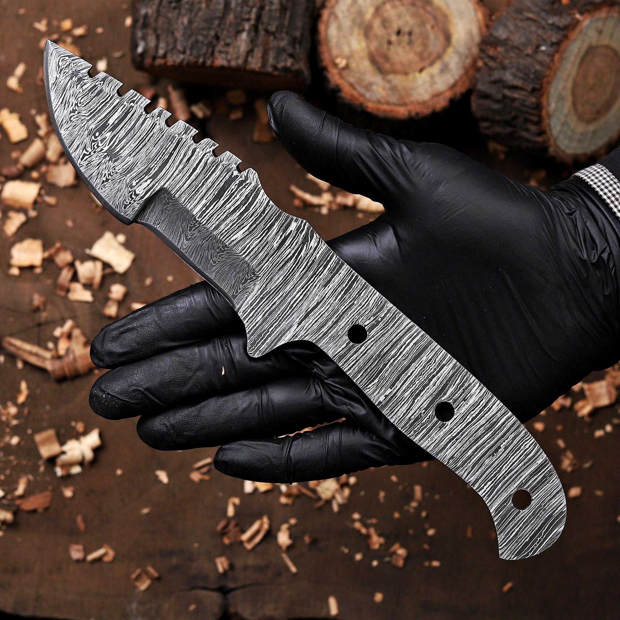 10" Hand Forged Damascus Steel Tracker Knife Blank Blade