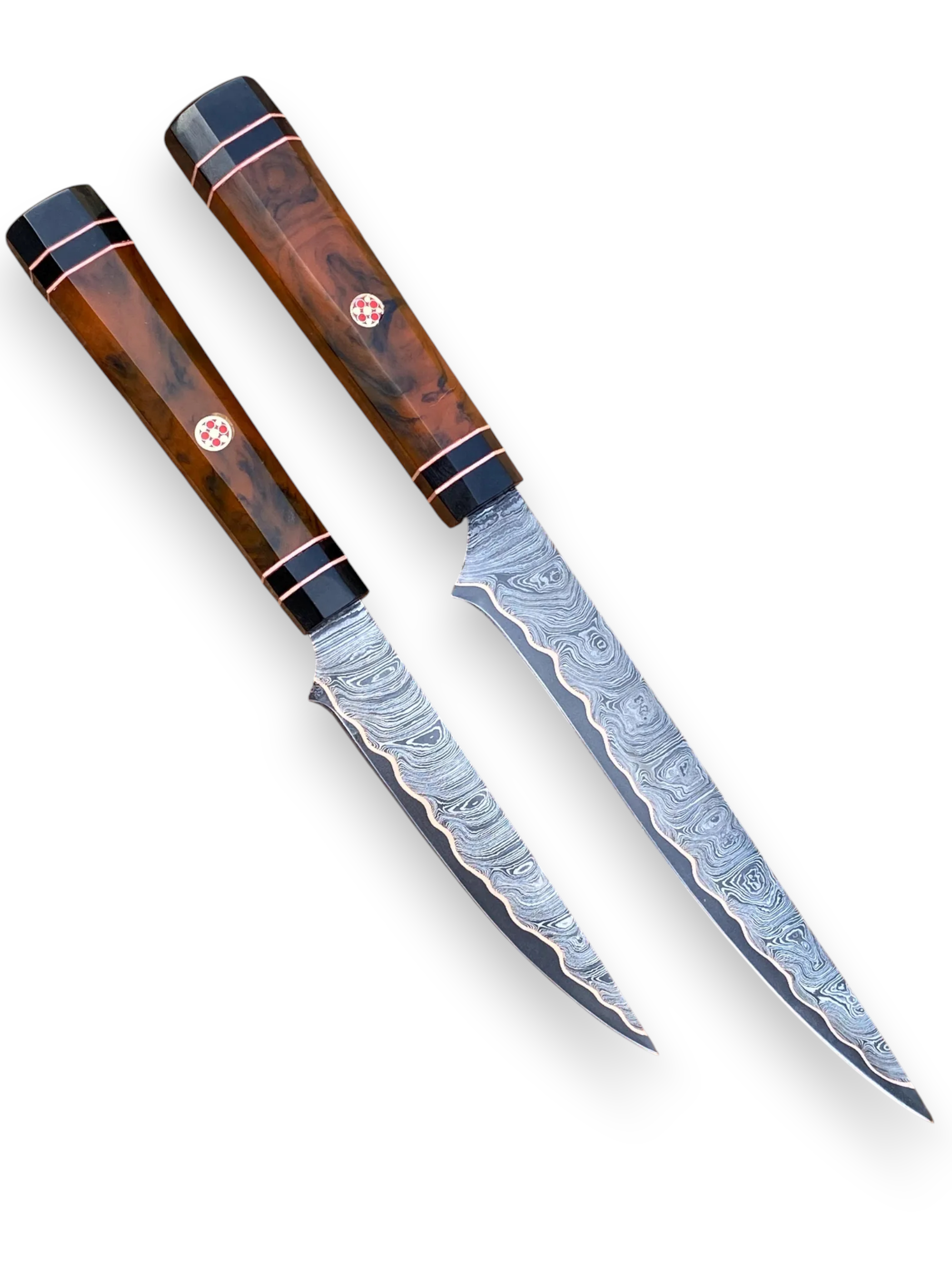 Nordic Forge Copper Damascus Steel Fillet Knife Set
