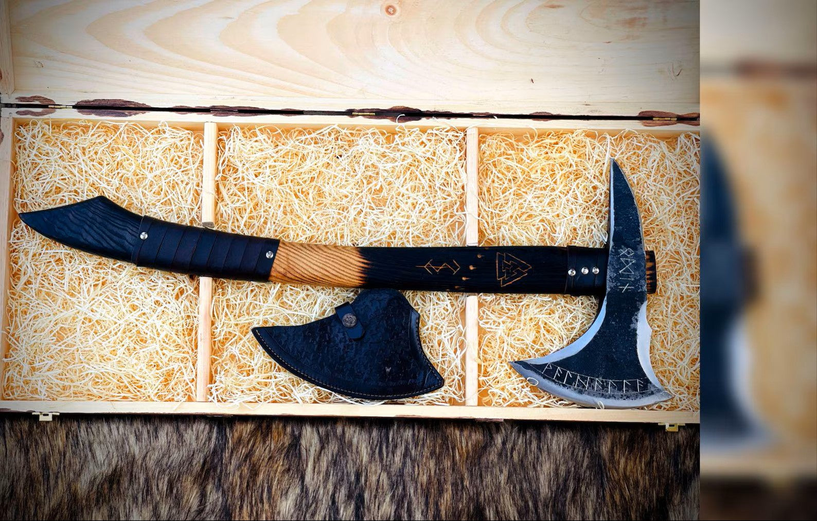 Nordic Forge Handmade Viking Bearded Axe With Leather Sheath