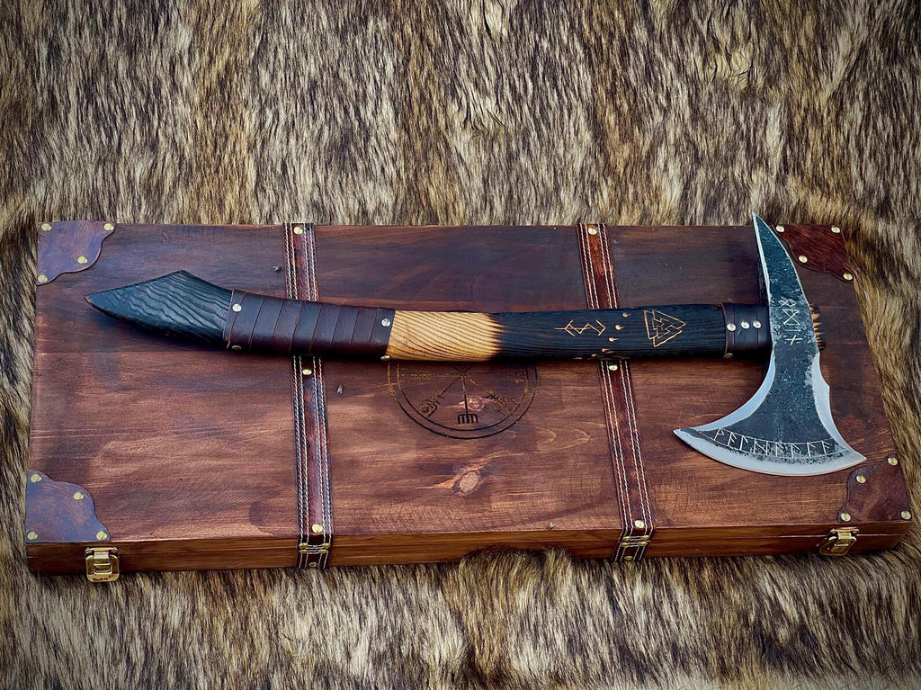 Nordic Forge Handmade Viking Bearded Axe With Leather Sheath