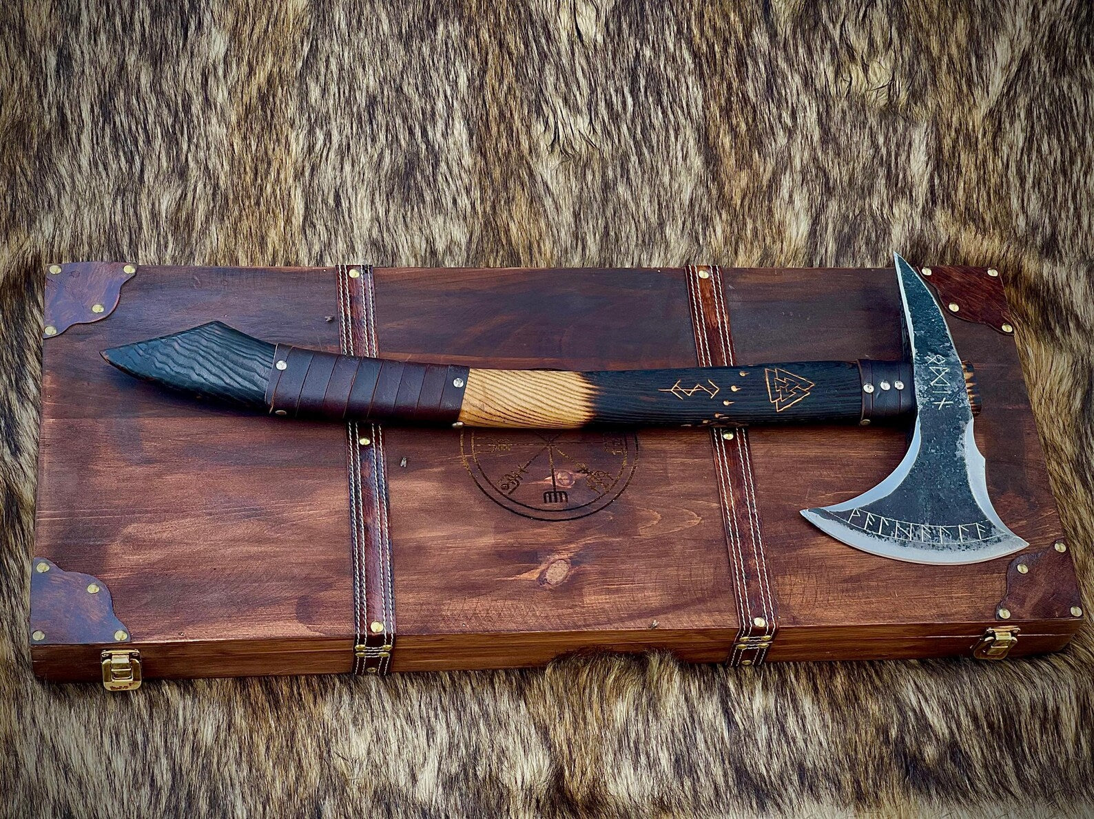 Nordic Forge Handmade Viking Bearded Axe With Leather Sheath