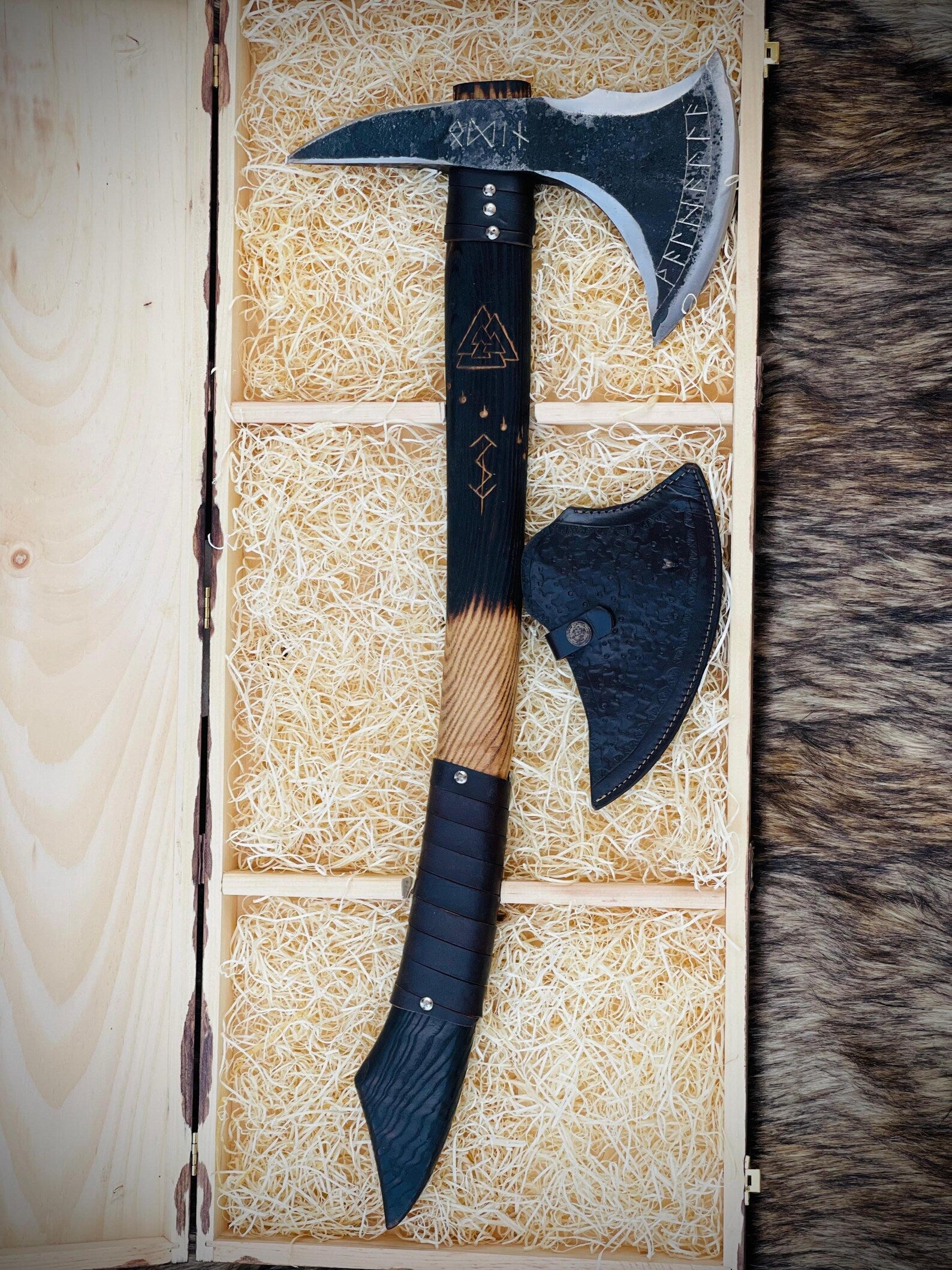 Nordic Forge Handmade Viking Bearded Axe With Leather Sheath