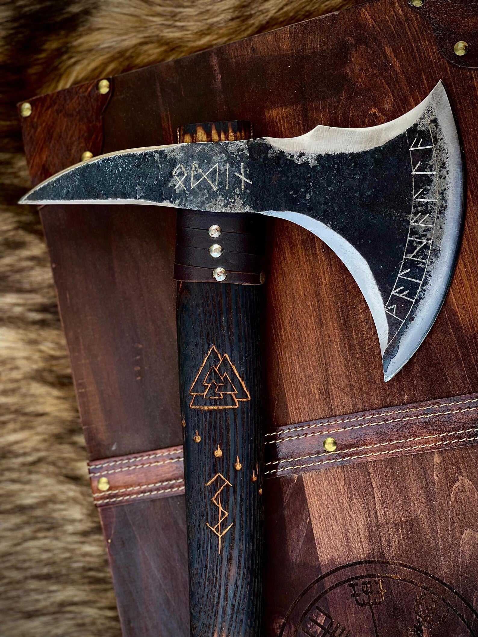 Nordic Forge Handmade Viking Bearded Axe With Leather Sheath