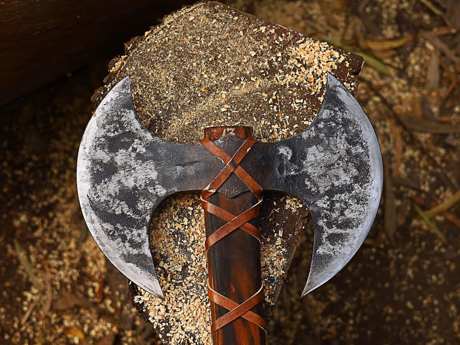 Viking Bearded Axe – Hand Forged Norse Axe with Leather Wrapped Handle