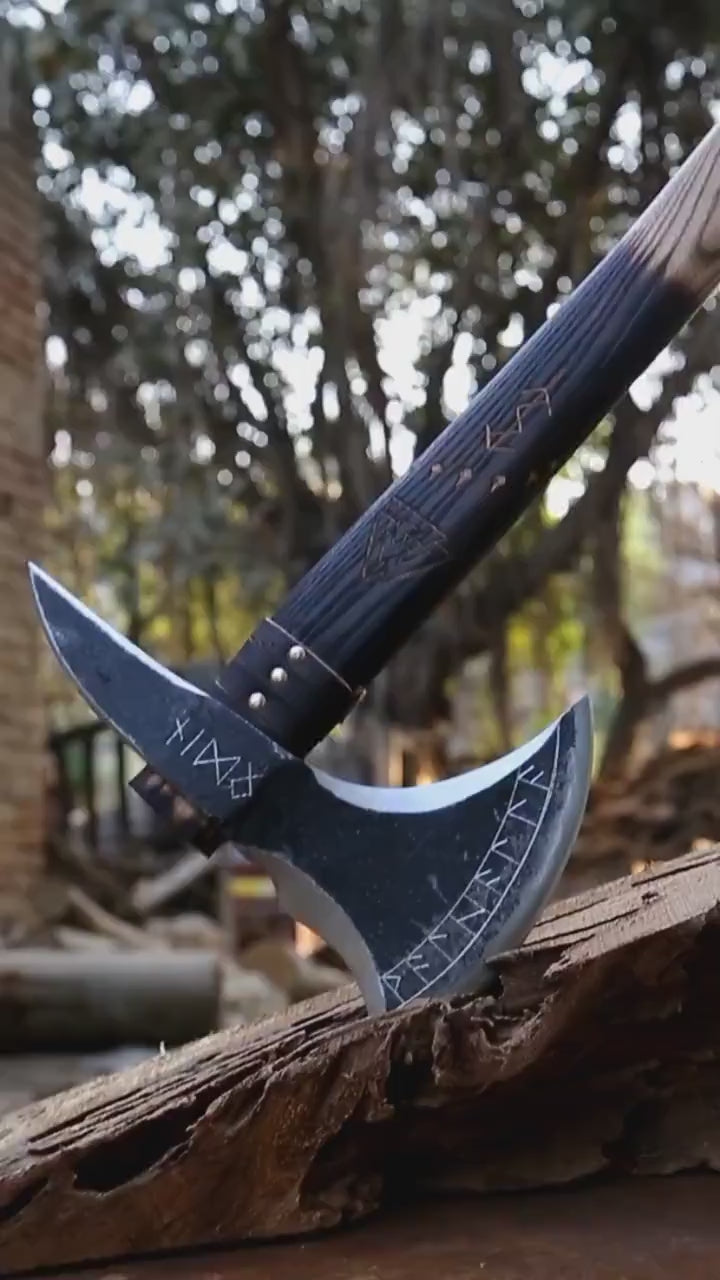 Nordic Forge Handmade Viking Bearded Axe With Leather Sheath