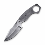 Premium stainless steel knife blank with full tang design, ring handle, jimping, and custom laser engraving available for knife makers