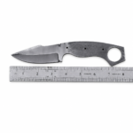 Premium stainless steel knife blank with full tang design, ring handle, jimping, and custom laser engraving available for knife makers