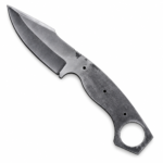 Premium stainless steel knife blank with full tang design, ring handle, jimping, and custom laser engraving available for knife makers