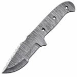 Premium Damascus steel knife blank with full tang design and custom handle mounting holes