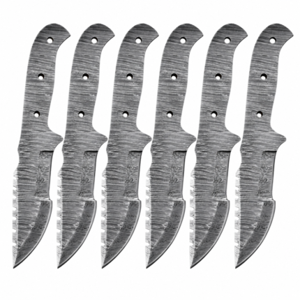 Premium Damascus steel knife blank with full tang design and custom handle mounting holes
