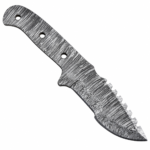 Premium Damascus steel knife blank with full tang design and custom handle mounting holes