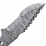 Premium Damascus steel knife blank with full tang design and custom handle mounting holes