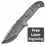 Premium Damascus steel knife blank with full tang design and custom handle mounting holes