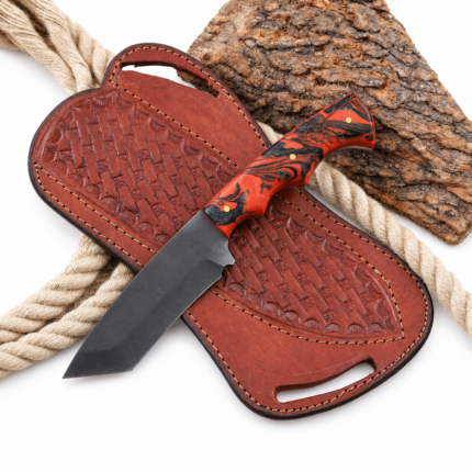 Red and Black Tanto Hunting Knife